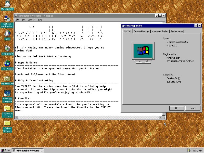 win10 和 win11 都太旧了, 跟我直接快进到 win95 吧, 领先其他人 84 个版本!!!